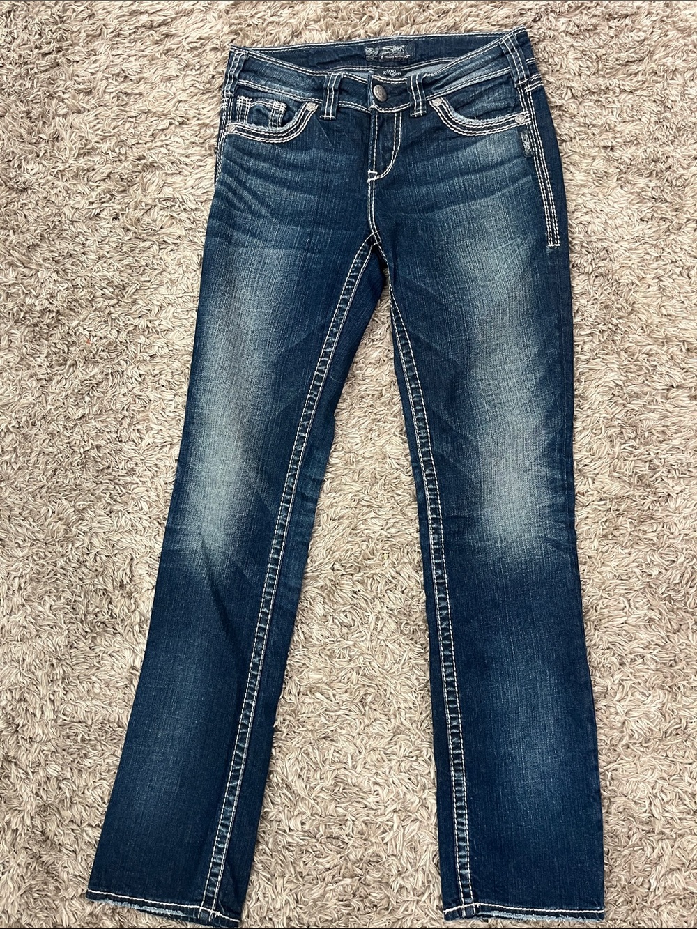 Silver Jeans Women's Dark Blue Straight Leg Jeans